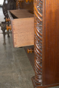 A Colonial cedar chest of five drawers with cantilever top, fine gadrooned moulding to the top drawer, vine leaf and quilled split columns terminating in floral decorated supports, Tasmanian origin, circa 1840, cedar with pine secondary timbers, 126cm hig - 5