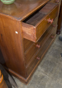 An early Colonial Australian chest of five drawers, cedar with string inlay and beefwood cockbeading, New South Wales origin, circa 1830, later South Australian knobs, missing feet, 105cm high, 113cm wide, 54cm deep - 4