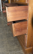 An early Colonial Australian chest of five drawers, cedar with string inlay and beefwood cockbeading, New South Wales origin, circa 1830, later South Australian knobs, missing feet, 105cm high, 113cm wide, 54cm deep - 6