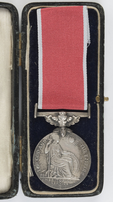 Militaria: BRITISH EMPIRE MEDAL: for meritorious service awarded to Thomas Tully Orde, with ribbon and presentation box.