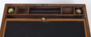 Rare and early Colonial Australian writing slope, musk with ebony string inlay and flush carry handles, Tasmanian origin circa 1840, fitted interior with crown top ink bottles, ​17cm high, 52cm wide, 27.5cm deep - 5
