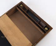 Rare and early Colonial Australian writing slope, musk with ebony string inlay and flush carry handles, Tasmanian origin circa 1840, fitted interior with crown top ink bottles, ​17cm high, 52cm wide, 27.5cm deep - 8