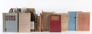 SCIENTIFIC PUBLICATIONS: Two shelves of booklets, pamphlets, books and maps; mainly Australian, some New Zealand and foreign. Noted much on geology, fossils, soils and climate. Includes early Royal Society of Victoria reports, etc. Mixed condition. (qty).