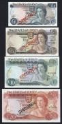 BANKNOTES - World: JERSEY: &pound;5, &pound;10 & &pound;20 set of 'SPECIMEN' banknotes, each note numbered '006258', in original Franklin Mint envelope; a/Unc.