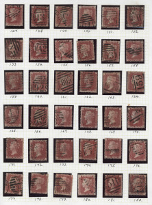 GREAT BRITAIN: 1864-79 (SG.43-44) QV 1d Red shades, being a complete set of Plate Numbers between 71-225 (except Plate 77), all identified, mainly fine, Cat £2,200. (151)