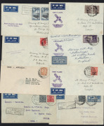 INDIA - Aerophilately & Flight Covers: FLIGHT COVERS: 1933-38 group comprising 1933 (Jul.7) Karachi-Calcutta & (Jul.11) Calcutta-Karachi; 1937 (Nov.8) Delhi-Bombay and (Nov.10) Bombay-Delhi [2]; 1938 Flying Boat 'Coogee' first survey flights (Feb.22) Udai - 3