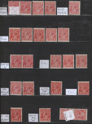 AUSTRALIA: KGV Heads - Single Watermark: 1d RED VARIETIES: mint array of annotated flaws, mostly on Smooth Paper single stamps (odd pair) including 'PENAVY' [III/23], 'White line under right value tablet' [III/42], Thin 'G' [IV/40] (on Deep Red shade), Ru - 2