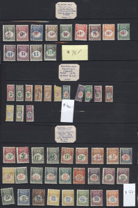 AUSTRALIA: Revenues: TAX INSTALMENT: selection with pre-decimal 1944 Instalment Half to £2 (2), £3, £4 & £5 including scarce 6/-, Check Half range to £2, £3 & £4; decimals 1966 on Normal Paper Instalment Half group to $5 & $20, 1971 Security Underprinted Paper Instalment Half with $20 & $40 and few Check Half including rare $200 olive-green & black; also few NSW Tax Instalment to 10/-, and Northern Territory Stamp Duty 1d plus 1c (pair), 5c & 10c; few faults, generally fine. (83)