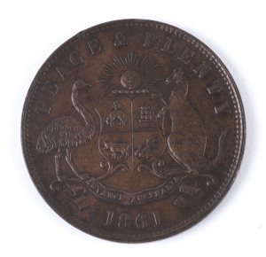 Trade Tokens: ROBERT HYDE & CO (GENERAL MARINE STORE): 1861 (R286) 1d token, 34mm diameter, aEF, Rated R2.