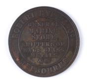 Trade Tokens: ROBERT HYDE & CO (GENERAL MARINE STORE): 1861 (R286) 1d token, 34mm diameter, aEF, Rated R2. - 2