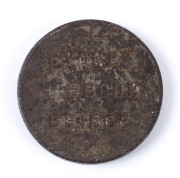 Medallions & Badges: SYDNEY HARBOUR BRIDGE STEEL RIVET MEDAL: struck on a planchet from a slice of surplus rivet manufactured by McPhersons, used in the construction of Sydney Harbour Bridge, 27mm diameter, weight 13.12gr, c.1932; G/VG. - 2