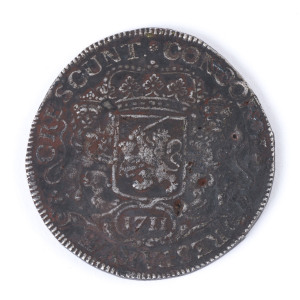 Coins - World: Silver: 1711 Dutch silver ducaton, ex shipwreck, weight 31.98gr, fair to G.