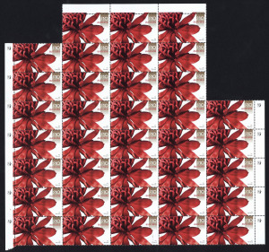 AUSTRALIA: Decimal Issues: POSTAGE - HIGH VALUES: with $10 Waratah irregular block of 36, $5 Kangaroo Paw block of 24, $3 Fish block of 25 & strip of 6; MUH, face value $573.