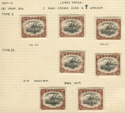 PAPUA: 1910-11 (SG.82-83) Wmk Crown over double-lined 'A', Large 'PAPUA' Wmk Upright P.12½ 2/6d black & brown Type B (3, two Watermark Inverted) and Type C (4, two Watermark Inverted), couple of stamps with edge tones; generally fine mint, Cat. £480. (7)