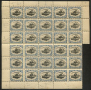 PAPUA: 1907-10 (SG.69) Small 'PAPUA' Wmk Sideways P.12½ 2½d black & dull blue complete sheet (5x6) including variety "Thin 'd' at left" [pos.17, Cat £150], also "Defective 'd' at right [12], "Rift flaw" [23], "White leaves at left" [27] & "Comet flaw" [28