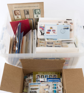 WORLD - General & Miscellaneous Lots: COLLECTOR'S CLEAROUT with box of world stamps including Israel sets & M/Ss MUH, also South Africa (+ Homelands), SWA FDCs & MUH sets, Australia & GB FDCs, etc; plenty to sort through.