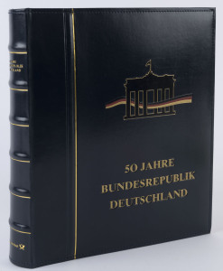 Coins - Germany: '50 JAHRE BUNDESREPUBLIK DEUTSCHLAND' commemorative collection comprising 18 silver 10mk commemorative coins on individual presentation sheets with an accompanying postage stamp souvenir sheet, plus some additional pages with philatelic items only; all attractively displayed presented in a quality album; each coin containing 15.5gr of 625/1000 silver.