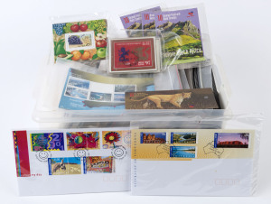 WORLD - General & Miscellaneous Lots: MOSTLY SOUTH AFRICA 1980s-2000s era with booklets incl. International Post, miniature sheets MUH or CTO some heavily duplicated, Stamp Show covers and cinderella issues; also AUSTRALIA with unaddressed FDCs including International Post to $20 and a few booklets; USA 'Colorado Silk' FDCs; generally fine/very fine. Value at estimate.