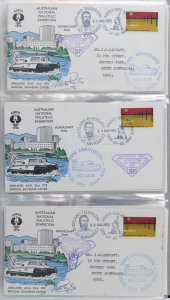 AUSTRALIA: First Day & Commemorative Covers: SOUVENIR COVERS: 1971 (Sep.) to 1975 (Apr.) including 1974 Flinders Bicentenary set of 12, Hume & Hovell set of 6 and Fisher's ghost duo; other themes/commemorations include Hovercraft Mail, Camel Post, Rail, Scouts, RAAF, Philatelic Exhibitions (incl. ANPEX), Rotary & Post Offices; mostly unaddressed or typed addresses, fine clean condition. (200+)