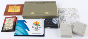 Coins - Australia: Decimals: COIN SETS & PROOFS: with RAM 1986 & 2017 (2) uncirculated coin sets, 2018 Gold Coast Commonwealth Games coin collection, 1992 'Australian One Dollar Five Coin Set', 1997 Anzac 75th Anniversary commemorative $5 two-coin set; 19