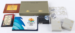 Coins - Australia: Decimals: COIN SETS & PROOFS: with RAM 1986 & 2017 (2) uncirculated coin sets, 2018 Gold Coast Commonwealth Games coin collection, 1992 'Australian One Dollar Five Coin Set', 1997 Anzac 75th Anniversary commemorative $5 two-coin set; 1988 New Parliament House (2) & 1992 Year of Space $5 aluminium-bronze proofs. (9 items)
