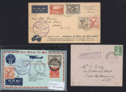 AUSTRALIA: Aerophilately & Flight Covers: 1931-34 small collection with 1931 Australia-Java (AAMC.204) franked with 1/- Roo & WA Centenary 1½d x8, 1934 Australia-Papua or Australia-New Guinea (AAMC.390-392) flights (6) with a variety of frankings; also u - 3