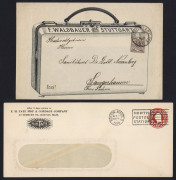 WORLD - General & Miscellaneous Lots: ADVERTISING COVERS & STATIONERY: Attractive range in album, including US 2c Wrapper for W.H.Flatt, Manufacturer of Carriages; F. Waldbauer, Stuttgart (cases & luggage) envelope; Vichy Mineral Water advertising card;&nbsp;p - 3