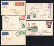 WORLD - General & Miscellaneous Lots: FIRST FLIGHT COVERS: World Array with USA 1933 Miami-Chicago Graf Zeppelin Flight franked with 50c Zeppelin; GREAT BRITAIN flights with 1936 British Airways England-Scandinavia service (2, one registered), 1938 London - 2