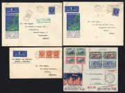 WORLD - General & Miscellaneous Lots: FIRST FLIGHT COVERS: World Array with USA 1933 Miami-Chicago Graf Zeppelin Flight franked with 50c Zeppelin; GREAT BRITAIN flights with 1936 British Airways England-Scandinavia service (2, one registered), 1938 London - 3