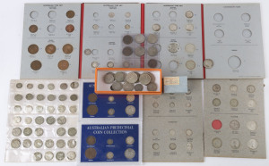 Coins - Australia: Pre-Decimal: Accumulation in Dansco coin albums, presentation cases and loose with 1937 Crowns (2), florins (26), plus lots of shillings, sixpences & threepences; also decimal 50c Rounds (7), plus pennies and halfpennies in the coins al