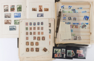 RUSSIA: 1880s-1960s disorganised array on album leaves, on Hagners and in stockbook, mostly unused including 1880s-1920s era with Posthorns and imperforates including multiples, 1947 Anniversary of Moscow set Mi #1137-1151 in commemorative folder, plus other handy sets and part sets and some Azerbaijan; mixed condition. (100s)