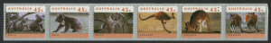 AUSTRALIA: Decimal Issues: 1994-1997 (SG.1464a-f) Australian Wildlife Roll Stamps, original printing by Pemara Labels, se-tenant strip of 6, MUH, BW:1748Ac. Scarcer than catalogue price might suggest.