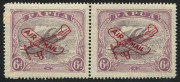 PAPUA: 1930 (SG.116a) Airplane Overprint 6d pair, left side unit variety "'POSTACE' at left'", non-variety unit MUH, Cat &pound;80+.