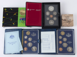 Coins - Australia: Selection with RAM 1986, 1987 & 1992 Proof Coin sets and 1989 $10 silver proof; also CANADA 1985 proof coin set; original packaging; also mostly pre-decimal circulated world coins including some silver 3ds/6ds, plus a heavily creased Australian Sheehan/Macfarlane 10/-. (small qty)