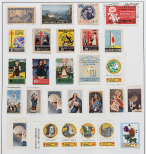 ITALY: 1860s-1980s used accumulation in albums,on Hagners and loose/in packets with few States in very mixed condition, 1900s-50s era part-sets with modest pickings, 1960s-82 issues reasonably complete mint or used in Davo album; also stamp duty/tax stamps, 1943-44 Allied Military Government & Socialist Republic issues, AMG-FTT overprints, cinderellas/charity stamps, meter cut-outs and a few covers. Much to view.