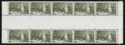 AUSTRALIA: Decimal Issues: 1966-73 (SG.400) 75c Cook, horizontal gutter block yielding 5 vertical gutter pairs; lightly folded in gutters; BW.462ca - Cat.$500+.