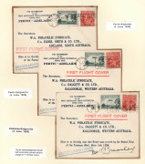 AUSTRALIA: Aerophilately & Flight Covers: 2 June1929 (AAMC.136-137a) WA Philatelic Syndicate group of covers carried on the first flight of WA Airways Ltd Adelaide - Perth & Perth - Adelaide route; comprising one each way, plus nine intermediates to or fr - 2