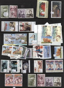 AUSTRALIA: Decimal Issues: POSTAGE: 1990s-2000s with sheetlets & stamp packs including $5 Treasures From the Archives (2), also Teapot of Truth & Lighthouses of Australia prestige booklets, MUH face value $100+; also decimal specimens MUH on Hagner incl 75c to $2 Navigators (2 sets) and $5 Mentone (14), total face value of specimens, $150 approx.