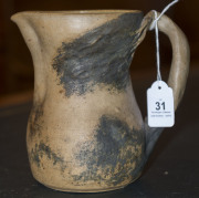 MERRIC BOYD pottery jug with windswept branch handle and painted decoration, incised "Merric Boyd, 1930", 16.5cm high, 17cm wide - 4