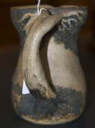 MERRIC BOYD pottery jug with windswept branch handle and painted decoration, incised "Merric Boyd, 1930", 16.5cm high, 17cm wide - 13