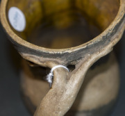 MERRIC BOYD pottery jug with windswept branch handle and painted decoration, incised "Merric Boyd, 1930", 16.5cm high, 17cm wide - 14