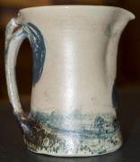 MERRIC BOYD pottery jug with applied wind-swept branch handle and hand-painted rural scene, incised "Merric Boyd, 1928", 16.5cm high, 16.5cm wide - 9