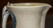 MERRIC BOYD pottery jug with applied wind-swept branch handle and hand-painted rural scene, incised "Merric Boyd, 1928", 16.5cm high, 16.5cm wide - 10