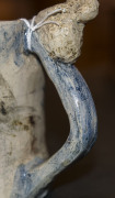 MERRIC BOYD pottery jug with hand-painted rural scene and two applied koalas perched on the branch handle, incised "Merric Boyd, 1941", 14cm high, 15cm wide - 10