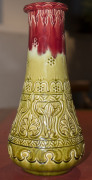 V.A.P. (Victoria Art Pottery) mantel vase with incised decoration, glazed in burgundy and olive green, late 19th century, 32.5cm high - 6