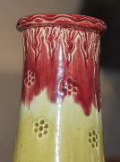 V.A.P. (Victoria Art Pottery) mantel vase with incised decoration, glazed in burgundy and olive green, late 19th century, 32.5cm high - 7