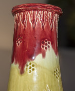 V.A.P. (Victoria Art Pottery) mantel vase with incised decoration, glazed in burgundy and olive green, late 19th century, 32.5cm high - 8