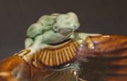 BENDIGO POTTERY, Two Colonial soap dishes with frog decoration, late 19th century, ​7cm high, 14.5cm wide each (2) - 9