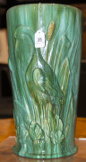 JOHN CAMPBELL green glazed pottery umbrella holder with bird decoration, incised "Campbell, Australia", ​42cm high - 4