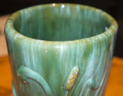 JOHN CAMPBELL green glazed pottery umbrella holder with bird decoration, incised "Campbell, Australia", ​42cm high - 7